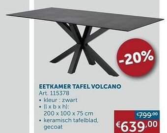 Zelfbouwmarkt Eetkamer tafel volcano aanbieding