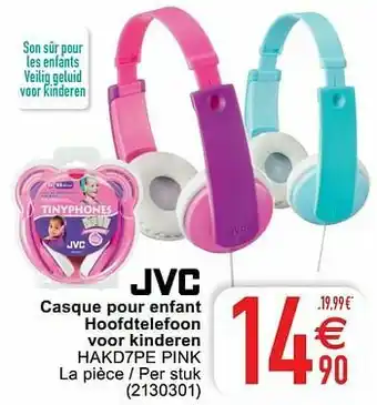 Cora Jvc casque pour enfant hoofdtelefoon voor kinderen hakd7pe pink aanbieding