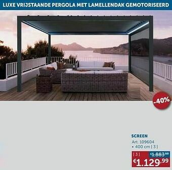 Luxe vrijstaande pergola met lamellendak gemotoriseerd screen