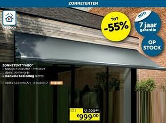 Zonnetent faro manuele bediening rechts