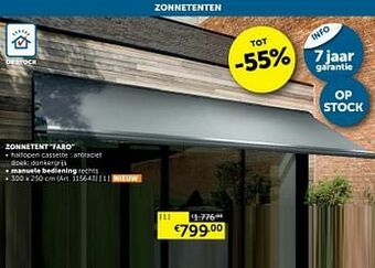 Zonnetent faro manuele bediening rechts