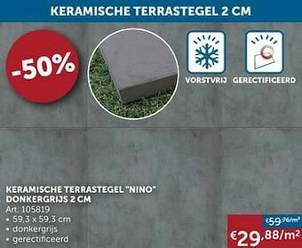 Zelfbouwmarkt Keramische terrastegel nino donkergrijs 2 cm aanbieding