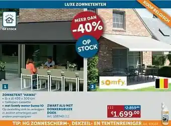 Luxe zonnetenten zwart alu met donkergrijze doek
