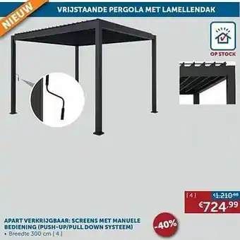 Zelfbouwmarkt Apart verkrijgbaar: screens met manuele bediening push-up-pull down systeem breedte 300 cm aanbieding