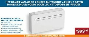 Monoblock airco: koelen en verwarmen