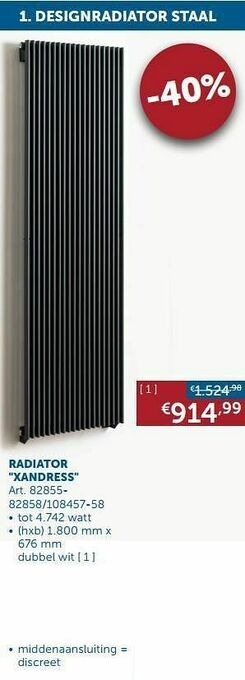 Zelfbouwmarkt Designradiator staal radiator xandress dubbel wit aanbieding