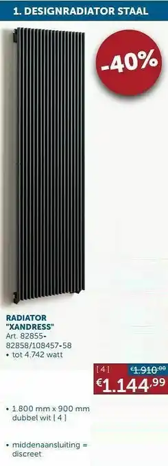 Zelfbouwmarkt Designradiator staal radiator xandress dubbel wit aanbieding