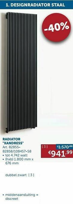 Zelfbouwmarkt Designradiator staal radiator xandress dubbel zwart aanbieding