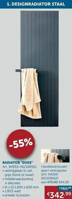 Zelfbouwmarkt Designradiator staal radiator duke aanbieding
