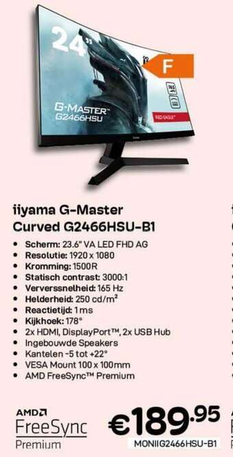 CompuDeals iiyama G-Master Curved G2466HSU-B1 aanbieding