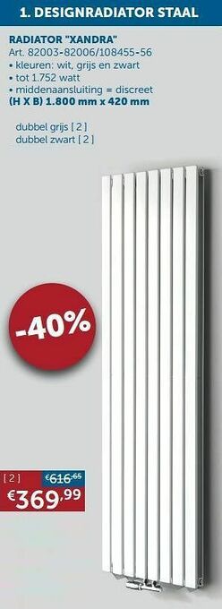 Zelfbouwmarkt Designradiator staal radiator xandra dubbel grijs aanbieding