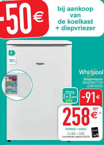 Cora Whirlpool Diepvriezer aanbieding