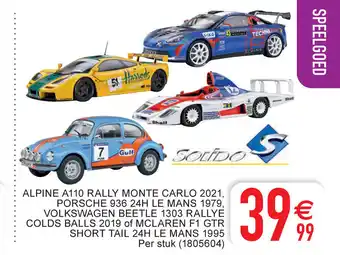 Alpine A110 Rally Monte Carlo 2021, Porsche 936 24H Le Mans 1979, Volkswagen Beetle 1303 Rallye, Colds Balls 2019 of Mclaren