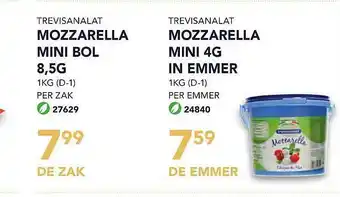 Bidfood Trevisanalat Mozzarella Mini 4g In Emmer aanbieding