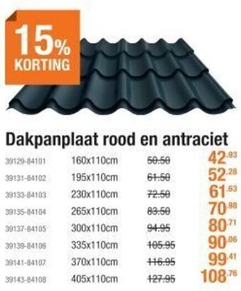 Dakpanplaat rood en antraciet 160x110cm