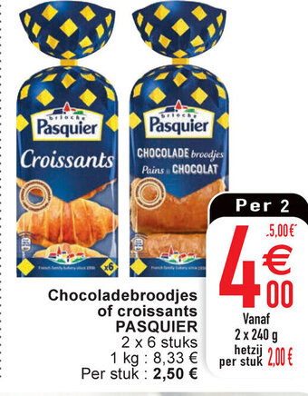 Cora Chocoladebroodjes of Croissants Pasquier aanbieding