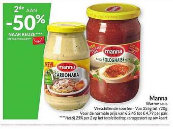 Intermarché Manna warme saus aanbieding