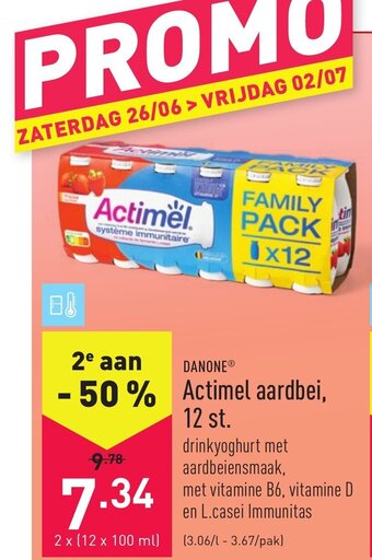 Danone Actimel aardbei, 12 st.