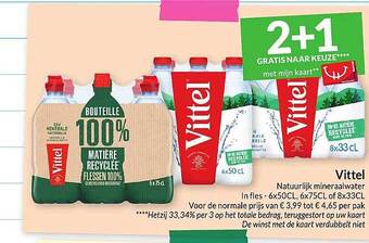 Intermarché Vittel natuurlijk mineraalwater aanbieding