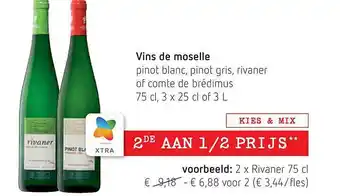 Vins de moselle pinot blanc, pinot gris, rivaner of comte de brédimus