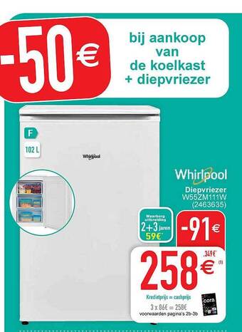 Cora Whirlpool diepvriezer aanbieding