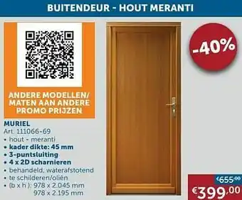 Zelfbouwmarkt Buitendeur - hout meranti muriel aanbieding