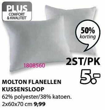 Jysk Molton flanellen kussensloop aanbieding