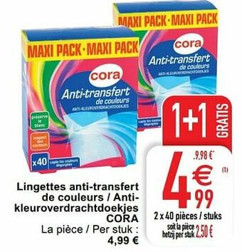 Cora Lingettes anti-transfert de couleurs - antikleuroverdrachtdoekjes cora aanbieding
