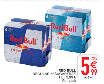 Cora Red Bull Regular of Sugarfree aanbieding