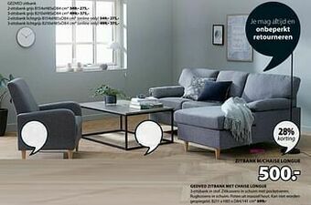 Jysk Gedved zitbank met chaise longue aanbieding