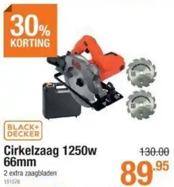 Black + Decker Cirkelzaag 1250w 66mm