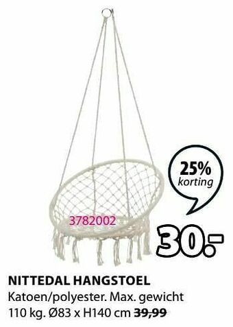Jysk Nittedal hangstoel aanbieding