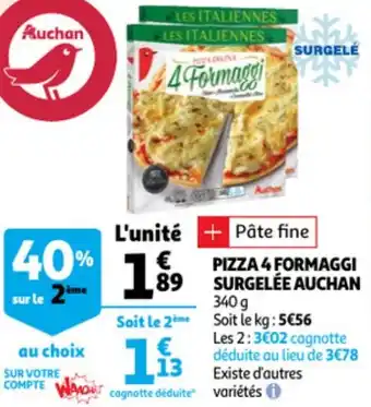Auchan Pizza 4 Formaggi Surgelee Auchan aanbieding