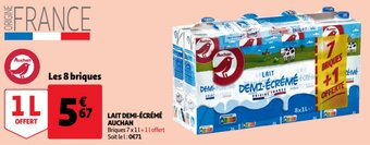 Auchan Lait Demi-Ecreme Auchan aanbieding
