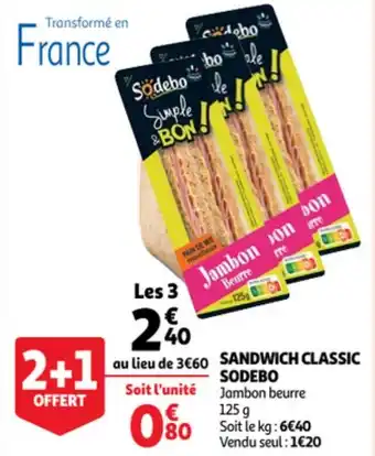 Auchan Sandwich Classic Sodebo aanbieding