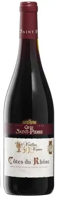 Colruyt Caves Saint-Pierre Vieilles Vignes 2020/2021 A.O.P Cotes du Rhone aanbieding
