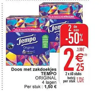 Cora Doos met zakdoekjes tempo original 2 de aan -50% aanbieding