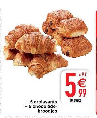 Cora 5 croissants + 5 chocolade-broodjes aanbieding