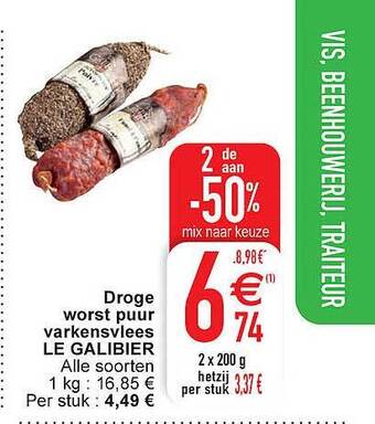 Cora Droge worst puur varkensvlees le galibier aanbieding