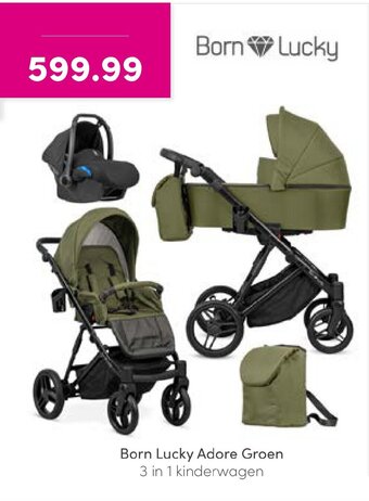Baby & Tiener Born Lucky Adore Groen 3 in 1 Kinderwagen aanbieding