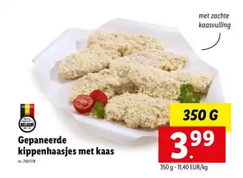 Lidl Gepaneerde kippenhaasjes met kaas 350g aanbieding