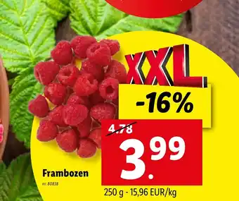 Lidl Frambozen 250g aanbieding