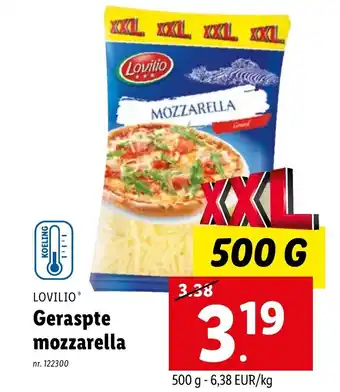 Lidl Geraspte mozzarella 500g aanbieding