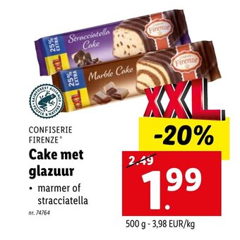 Lidl Cake met glazuur 500g aanbieding