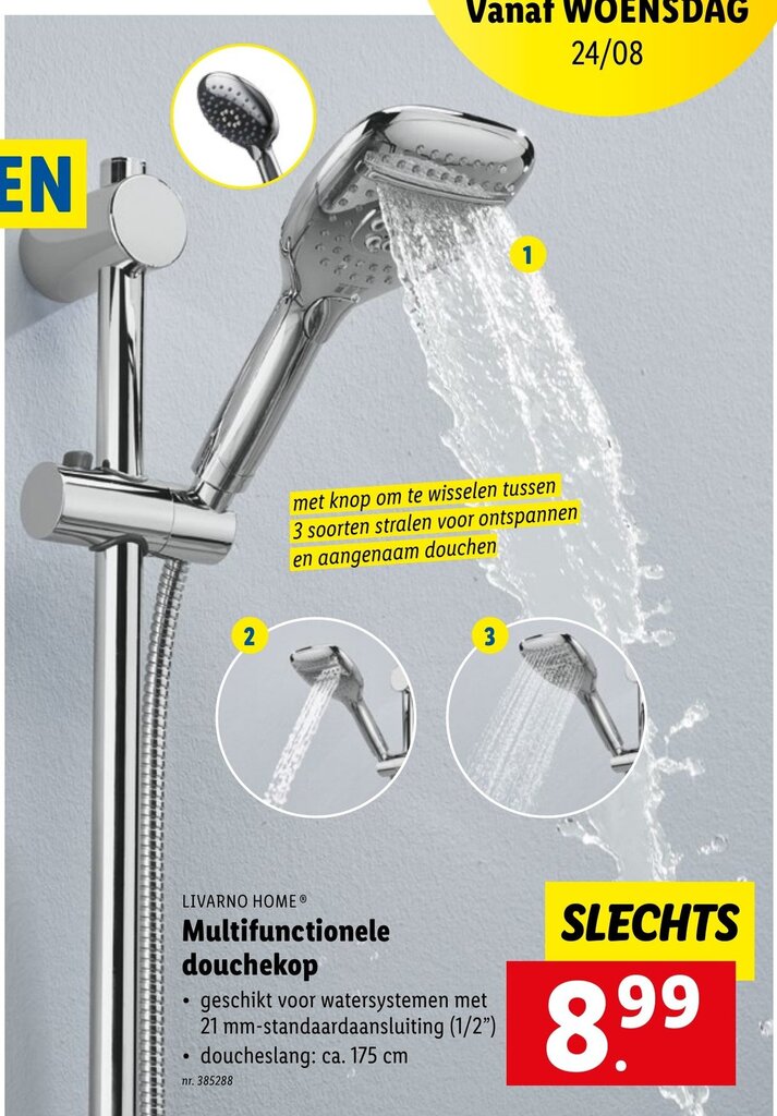 Multifunctionele douchekop promotie bij Lidl