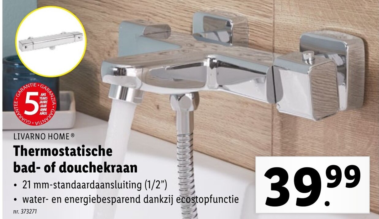 Thermostatische bad of douchekraan promotie bij Lidl
