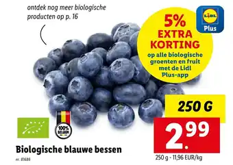 Lidl Biologische blauwe bessen 250g aanbieding