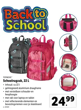 Lidl Topmove Schoolrugzak, 22 L aanbieding