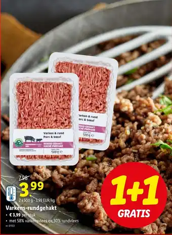 Lidl Varkens-rundgehakt 2 x 500 g aanbieding