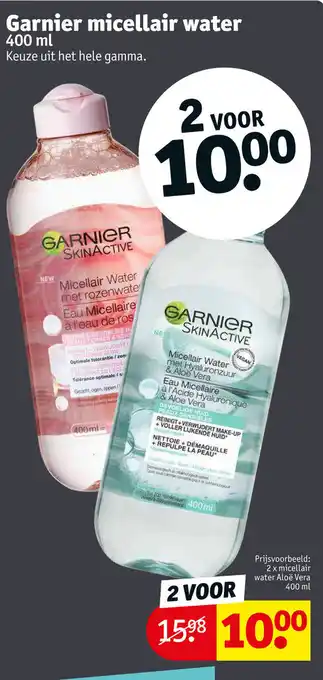 Kruidvat Garnier Micellair Water 400 ml 2 voor aanbieding